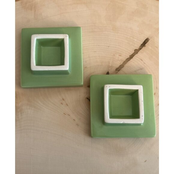 Tea Forté Spirited Tea Tray Set 2-Piece Ceramic For Silken Tea Infusers Green & - Picture 2 of 10